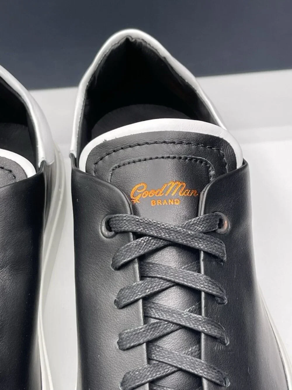 Good Man Brand Shoes Mens‎ Size 8 Black Leather Low Top Sneakers Legend Z Italy